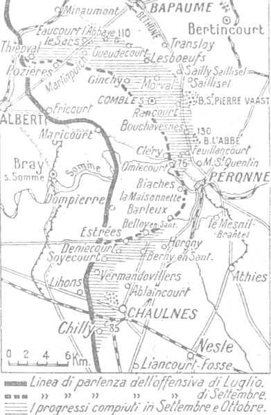 Somme: linea del fronte 9 ottobre 1916