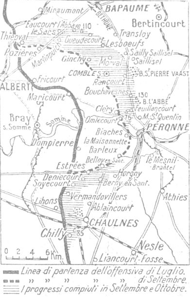 Somme: linea del fronte 9 ottobre 1916
